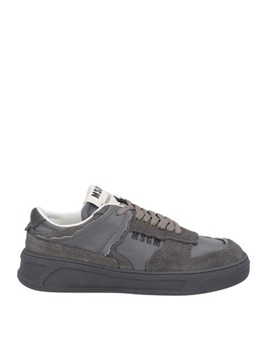 Msgm Woman Sneakers Lead Size 8 Soft Leather In Grey