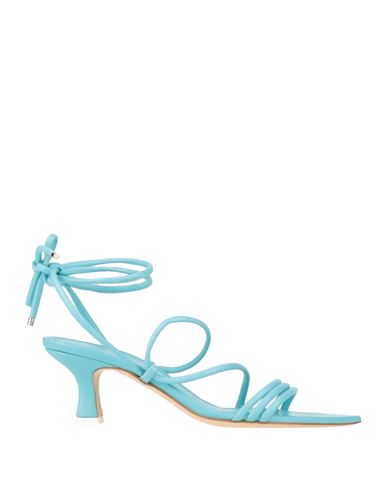 3juin Woman Thong Sandal Sky Blue Size 7 Leather In Blue