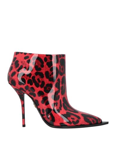Dolce & Gabbana Cardinale 115 Leopard Print Patent Leather Boots In Red