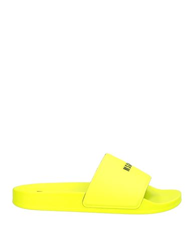 Msgm Man Sandals Lime Green Size 6 Rubber, Textile Fibers In Yellow
