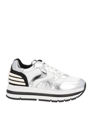 Voile Blanche Woman Sneakers Silver Size 8 Leather, Textile Fibers In Silver