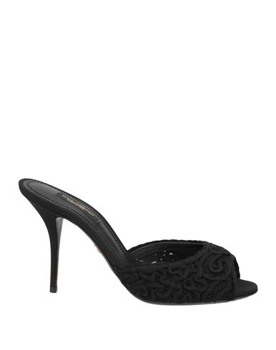 Dolce & Gabbana Woman Sandals Black Size 6 Cotton, Polyester, Viscose