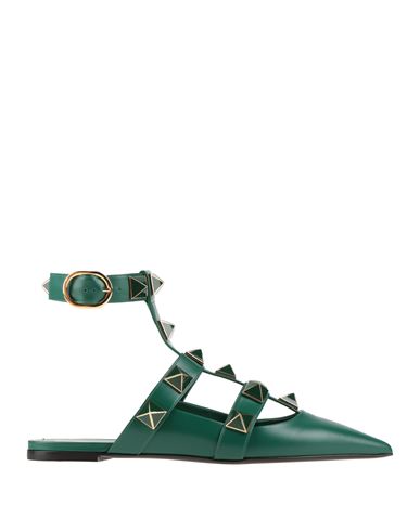 Valentino Garavani Woman Ballet Flats Emerald Green Size 8 Soft Leather In Green