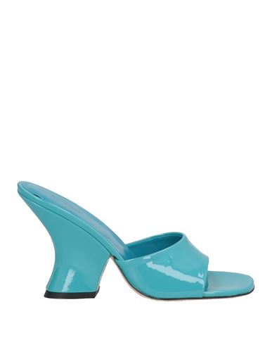 Shop By Far Woman Sandals Turquoise Size 8 Leather In Blue