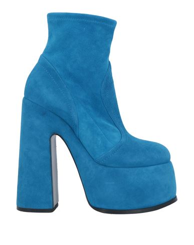 Casadei Woman Ankle Boots Turquoise Size 10.5 Soft Leather In Blue