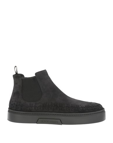Shop Giorgio Armani Man Ankle Boots Black Size 9 Calfskin, Polyester, Viscose, Elastane