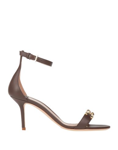 Elisabetta Franchi Woman Sandals Dark Brown Size 7 Soft Leather