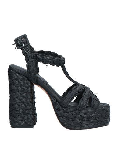 Shop Eqüitare Equitare Woman Sandals Black Size 7 Natural Raffia