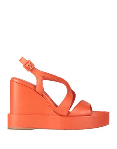 Paloma Barceló Woman Sandals Orange Size 8 Leather In Orange