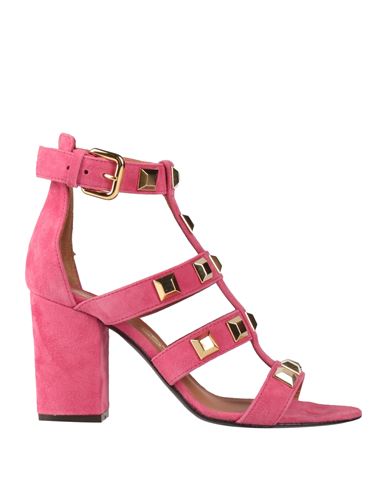Via Roma 15 Woman Sandals Fuchsia Size 9 Soft Leather In Pink