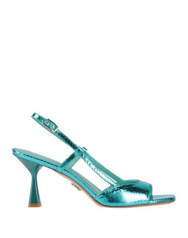 Shop Sergio Levantesi Woman Sandals Turquoise Size 10 Soft Leather In Blue