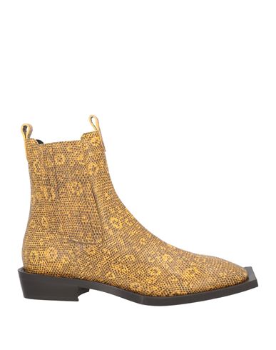 Just Cavalli Man Ankle Boots Ocher Size 10.5 Soft Leather In Yellow