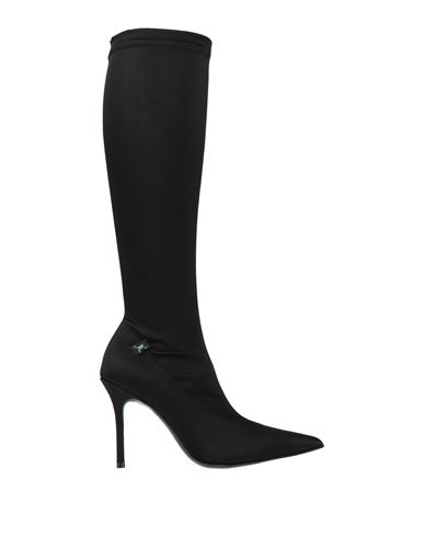 Just Cavalli Woman Knee Boots Black Size 8.5 Textile Fibers