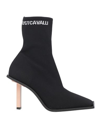 Just Cavalli Woman Ankle Boots Black Size 11 Textile Fibers