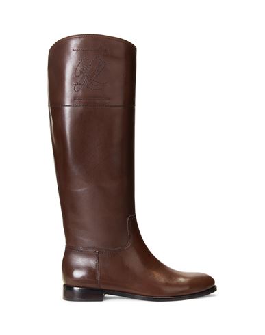 Lauren Ralph Lauren Justine Burnished Leather Riding Boot Woman Knee Boots Tan Size 9.5 Soft Leather In Brown