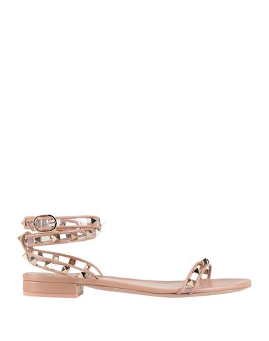 Valentino Garavani Woman Sandals Light Brown Size 7 Leather, Plastic In Neutral