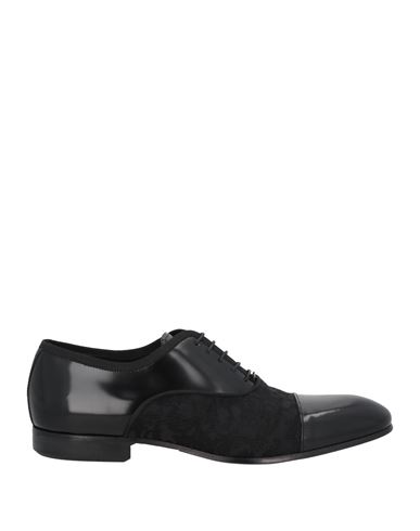 Giovanni Conti Man Lace-up Shoes Black Size 8 Soft Leather, Textile Fibers
