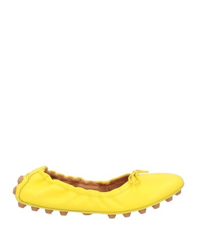 Shop Tod's Woman Ballet Flats Yellow Size 8 Soft Leather