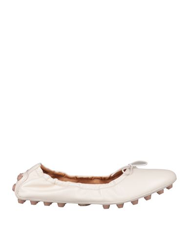 Tod's Woman Ballet Flats Cream Size 6 Soft Leather In White