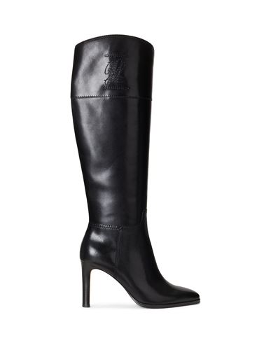 Lauren Ralph Lauren Page Burnished Leather Tall Boot Woman Knee Boots Black Size 9.5 Soft Leather