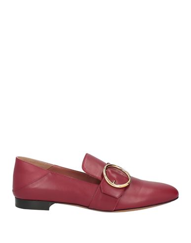 Shop Bally Woman Loafers Burgundy Size 11.5 Calfskin In Red