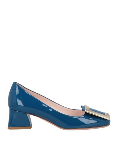 Roger Vivier Woman Pumps Blue Size 4.5 Leather In Blue
