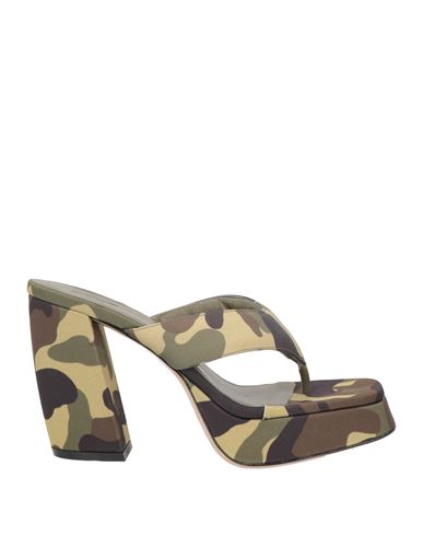 Gia Borghini Woman Thong Sandal Military Green Size 11 Textile Fibers