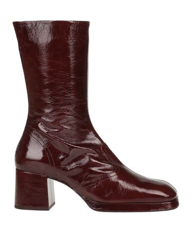 Miista Woman Ankle Boots Burgundy Size 10.5 Soft Leather In Red