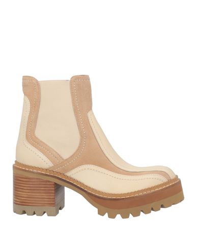 See By Chloé Woman Ankle Boots Beige Size 8 Calfskin