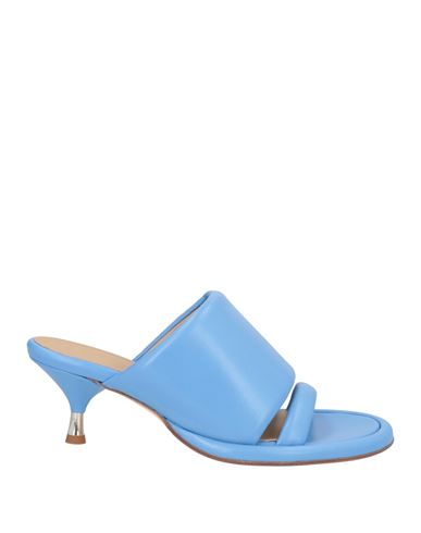 Erika Cavallini Woman Sandals Azure Size 11 Soft Leather In Blue