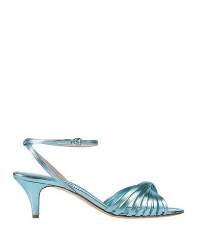 Anna F . Woman Sandals Sky Blue Size 6 Leather In Blue