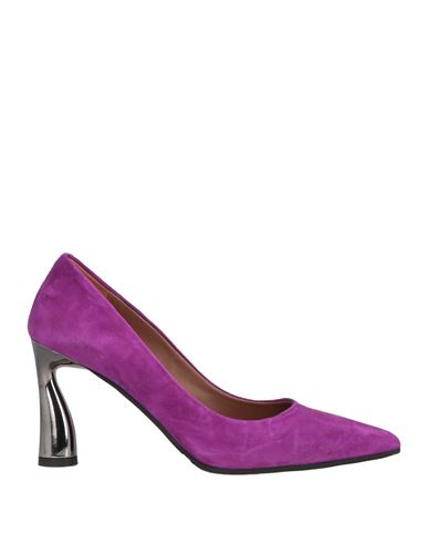 Evaluna Woman Pumps Purple Size 10 Leather In Purple