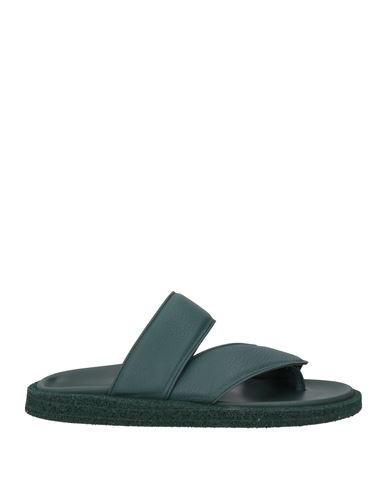 Officine Creative Italia Man Thong Sandal Deep Teal Size 8 Soft Leather In Green