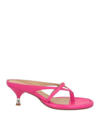 Erika Cavallini Woman Thong Sandal Fuchsia Size 11 Soft Leather In Pink