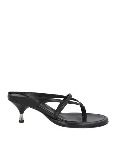 Erika Cavallini Woman Thong Sandal Black Size 10 Soft Leather