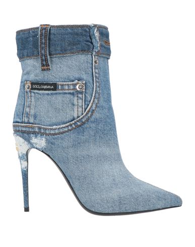 Shop Dolce & Gabbana Woman Ankle Boots Blue Size 6.5 Cotton, Elastane
