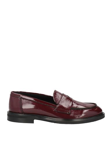 Baldinini Woman Loafers Burgundy Size 11 Soft Leather In Red