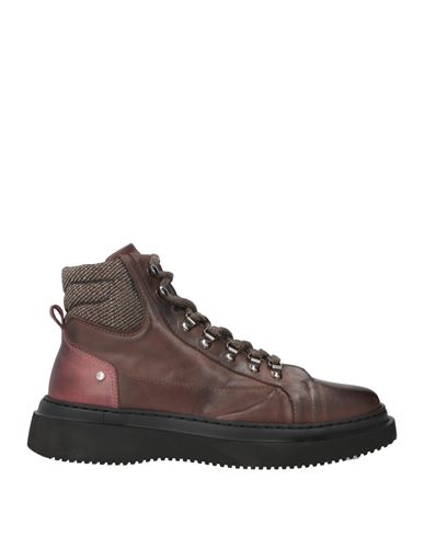 Baldinini Man Ankle Boots Brown Size 9 Calfskin, Textile Fibers