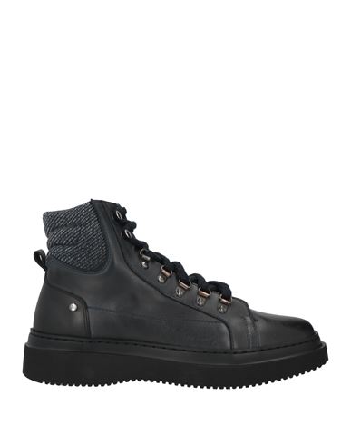 Baldinini Man Ankle Boots Black Size 8 Calfskin, Textile Fibers