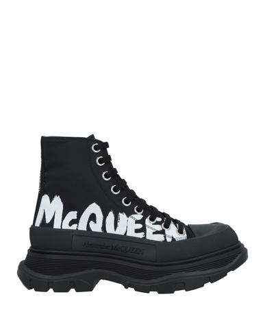 Alexander Mcqueen Woman Ankle Boots Black Size 9 Textile Fibers