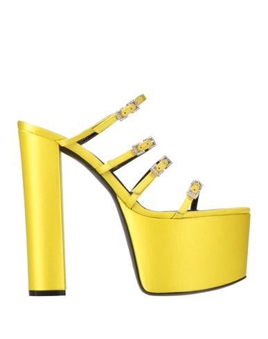 Evangelie Smyrniotaki X Sergio Rossi Woman Sandals Yellow Size 9 Textile Fibers