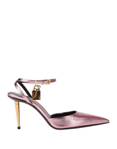 Tom Ford Woman Pumps Pink Size 8 Calfskin, Steel, Zamak, Brass