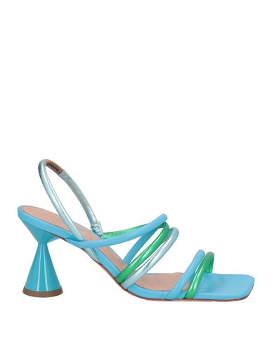 Cartechini Woman Sandals Azure Size 9 Soft Leather In Blue