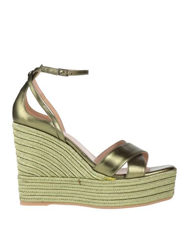 Glamour In Rose Woman Espadrilles Gold Size 9 Leather In Green