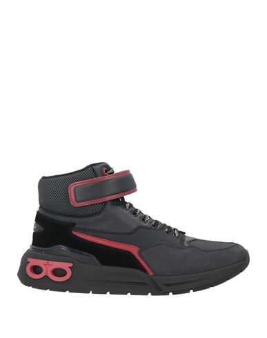 Ferragamo Man Sneakers Black Size 10 Calfskin, Textile Fibers