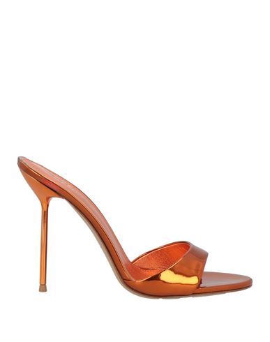 Paris Texas Woman Sandals Orange Size 8 Soft Leather In Brown