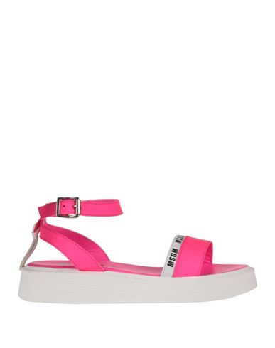 Shop Msgm Toddler Girl Sandals Fuchsia Size 9.5c Soft Leather In Pink