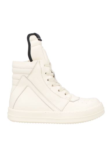 Rick Owens Baby White Geobasket Leather Sneakers