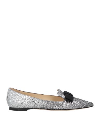Jimmy Choo Woman Loafers Silver Size 5 Leather, Textile Fibers