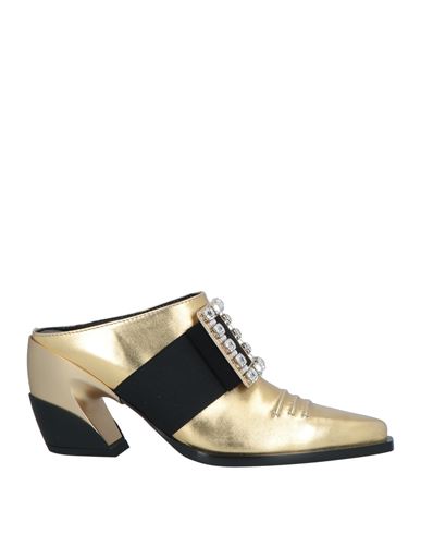 Roger Vivier Woman Mules & Clogs Gold Size 8 Soft Leather